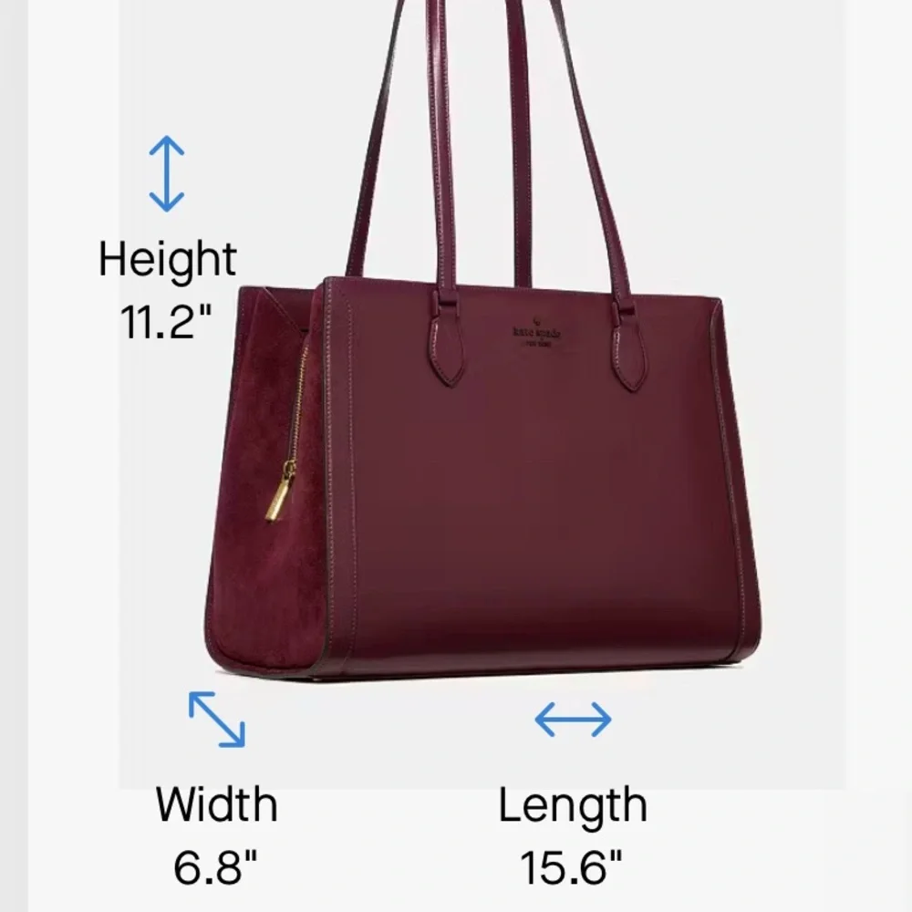 Kate Spade Madison Suede Large Laptop Tote Dark Merlot